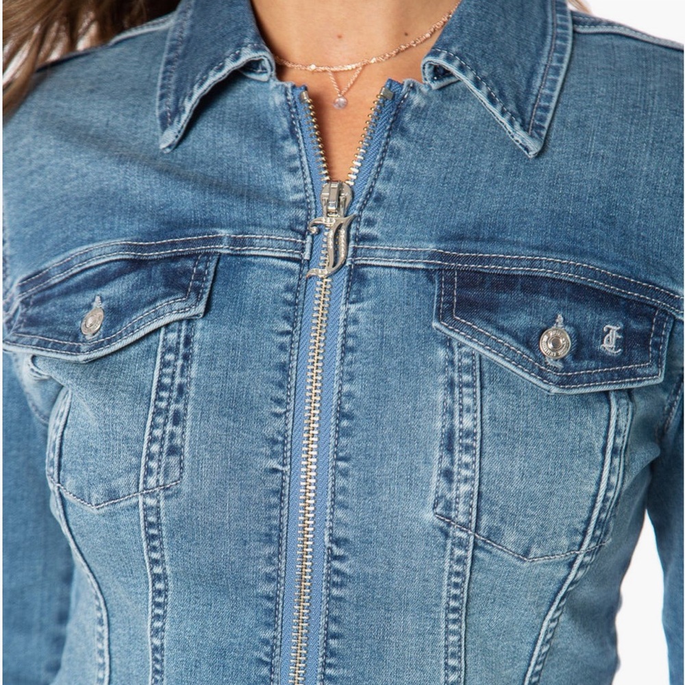 Juicy Couture Corset Trucker Denim Jacket Rhinestone Back S NWT - Picture 5 of 16